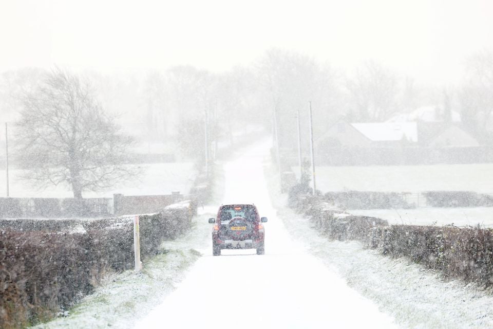 Motorists were faced with blizzard conditions in Co Antrim on Saturday when heavy snow made the roads treacherous in the Carmavy area. Stephen Davison/Pacemaker